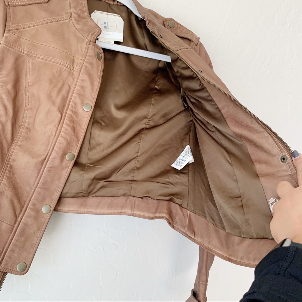 Anthropologie Hei Hei Vegan Leather Bomber Moto Jacket XXSmall - Picture 12 of 16